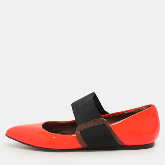 Marni Neon Orange Patent Leather Ballet Flats Size 35,New Products : American Fashion Style Bags On Sale
